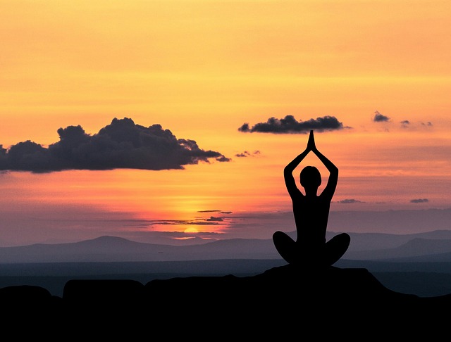 meditation at sunset